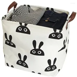 Laundry Bags LuanQI 1Pc 33X35CM Desktop Storage Box Sundries Underwear Toy Basket Black White Cartoon Office Stationery Bag