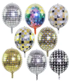 22Im 4D Disco Balloon Laser för bröllop Happy Birthday Ular Party Decor Rock and Roll Looks Round Cube Shaped Balloons5277344