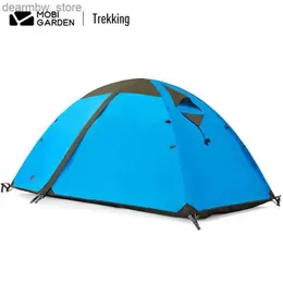 텐트와 대피소 Mobigarden Classic Nature Hike Ultralight Outdoor Camping Tent 210t Fabric 1/2/3/4 사람 텐트 방수 파노라마 프론트 홀 L48