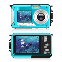 Torbalar Su geçirmez dijital kamera çift ekran sualtı dijital kamera selfie video kaydedici yüzme sualtı dv kaydı