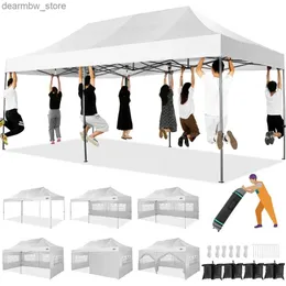 Tält och skyddsrum 10x20 Heavy Duty Pop Up Canopy Tält med 6 sidoväggar utomhusbröllopsfest tält under hela säsongen vindvattentät lusthusrullväska L48