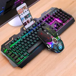 Anakartlar GX2 Kablolu Combo 104 Anahtarlar Mekanik Klavye ve Fare Değiştirilebilir Su Geçirmez RGB Back aydınlatmalı Klavye Fare Masaüstü Dizüstü Bilgisayar İçin Set