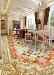 3D Floor Wallpaper Luxury Golden Rose Mármore Papéis de parede macios para a sala Personalize 3D Murais estereoscópicos de 3D WallPap9370560