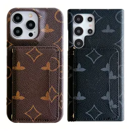 Case telefoniche di progettazione di case di iPhone per iPhone 15 Pro Max 14 13 12 11 Pro Max XR XS Samsung Galaxy S24 Ultra S23 Plus S22 Case Case Card Wallet Crossbody Metal Chain