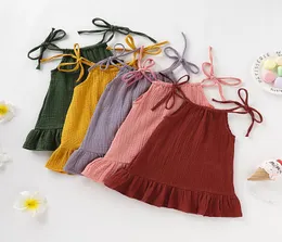 Baby Girls Sling Solid Color Fruck Dress Newborn Infant Cotant Linen Dresses 2020 Summer Fashion Boutique Boutique Designer Complements M8837240
