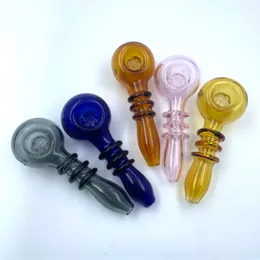 Rökande rör cirka 4,1 tum Tobaksstjärnskärm Perc Spoon Bowl Colorful Dab Rig Glass Pipes