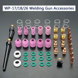 グローブ49pcs溶接トーチキット簡単な使用ガスレンズ+＃10ガラスカップアルゴンアーク実用アクセサリーhine for wp tig 17/18/26