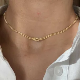 Negative Ionenfleckschweißung Edelstahl Valentinstag Knoten Schlangenkette Halskette handgefertigtes Knot -Armband mit echtem Goldfarbenschutz Schmuck plattiert