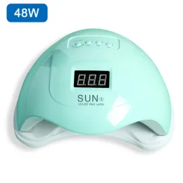 Essiccatori Sun5 48W/36W Lampada UV Essiccatore per unghie per manicure 24 lampade a LED per polacco gel di asciugatura per unghie 10s/30s/60s/99s Sensore automatico