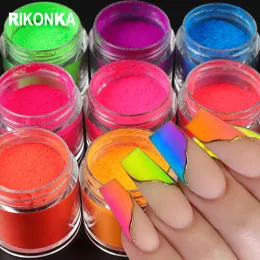 Dekorationer 9st Neon Nail Designs Glitter Powder Bulk Fint fluorescerande Pigment Damm Set för DIY Summer Charms Färgglada nagelkonstdekorationer