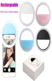 RK12 Şarj Edilebilir LED Selfie Ring Light IPhone11 Universal Selfie Lambası Cep Telefonu Lens Akıllı Phone5478778 için Taşınabilir Flash Halkası