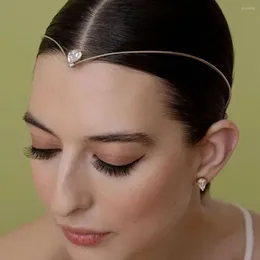 Saç klipsleri moda v Şek Gelin Alın Head Band Bohem Aksesuarları Basit Su Damla Rhinestone Baş Zinciri Kadınlar İçin Düğün