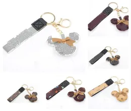 Mouse Design Car Keychain Favor Flower Bag Pingents Chowm Jewelry Keyring Holder For Men Gift Fashion PU Leather Animal Chain 7182312