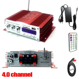 Radio Kentiger 3001 4 canal amplificador com controle remoto USB/SD Player Player FM Radio 12v5a adaptador de energia e cabo AUX opcional