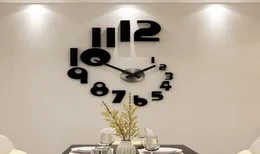 Nya kreativa siffror DIY Wall Clock Watch Modern Design Wall Watch for Living Room Home Decor Acrylic Clock Mirror Stickers8325169