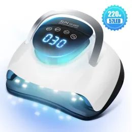 Dryers 220W UV LED Nail Lamp Gel Polish Nail Dryer with LCD Display Touch Digital Screen 57 LEDs Curing Lamp with 4 Timer Smart Sensor