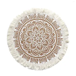 Bord mattor 1pc eleganta jute placemats med tofsar värmesolering mattor heminredning vävd dalar måltid