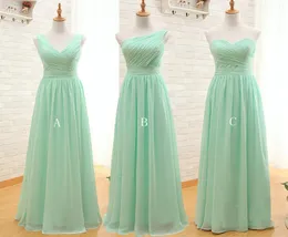 Mint Green Long Chiffon Bridesmaid Dress 2021 A Line مطوي على الشاطئ وصيفات الشرف Maid Of Honor Wedding Guys7925617