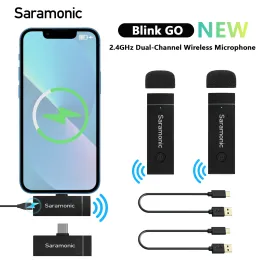 Mikrofone Saramonic Blink Go professionell 2,4 GHz Dualchannel Wireless Lavalier -Revers -Mikrofon für PC Mobile iPhone Android Dämpfe