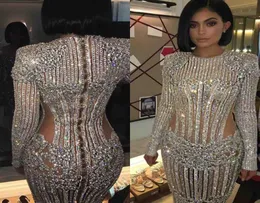 Custom Made Kendall Jenner Kylie Met Gala Celebrity Dresses Red Carpet Fashion Celebrity Cutaway Illusion Beaded Evening Gowns3517353
