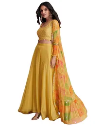 Indische Exportqualität Womens Readymade Pure Georgette Stickerei Partywear Indo Western Kleider