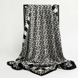 90x90cm designer halsduk halsdukar mångsidig silkescarf kvinnor stora sjal blommor tryck stoles fyrkantiga bandanna lyx varumärke Kerchief kvinnlig foulard ljuddämpare