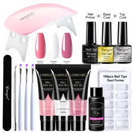 Kleider Limegirl Poly Nagel Gel Set 6W LED -Lampe Full Manicure Set Schnellverlängerung Nagel Kit Gel Gebäude Polygels Set für Nails Tool Kit