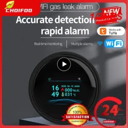 Detektor 1/2PCS Smart Gas Detector Tuya Wi -Fi Smart Natural Gas Alarm Metor LED Digital Gas Smoke Alarm Współpracuje z SmartLife