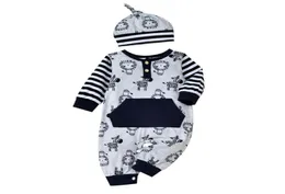 Tulumlar Pamuk Bebek Hayvan Baskı Romper Giyim Bahar Sonbahar UNISEX doğumlu Giysiler Bebek Erkek Boy Sumpsuitshats3068094