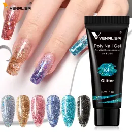 Gel 6pcs/Kit Venalisa Poly Nagel Gel 15ml Acrylgel Clear Camouflage Nagellacker Verlängerung Nagelkunst Neon Farbwechsel Gel