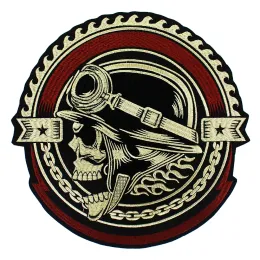 Borstar Broderi Gear Skull Patches Motiv Applique Iron på klistermärken för jacka Back Punk Bike Badges