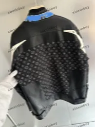 xinxinbuy Men designer Coat Jacket Panelled Off road racing style motorcycle leather long sleeve women white khaki Black blue khaki M-3XL