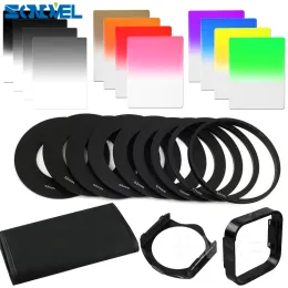 Acessórios 24 em 1 conjunto de filtros 12 PCs Square gradual ND Kit de filtro colorido+9 anel de metal+suporte de filtro+12 bolsos para a câmera da série P de cokin