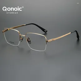 선글라스 QONOIC 중국 도매 모델 준비 재고 스톡 티타늄 안경 프레임 광학 안경 80928