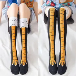 Women Socks 3D Chicken Claw Animal Women Funny Guity Councitions Warm Kawaii على الركبة والفتيات المرن Lolita