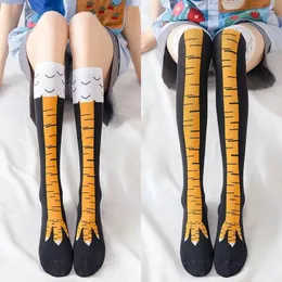 Frauen Socken 3d Hühnerklaue Tier Frauen lustige niedliche Strümpfe warm Kawaii über dem Knie und Kalb Girls Elastic Lolita