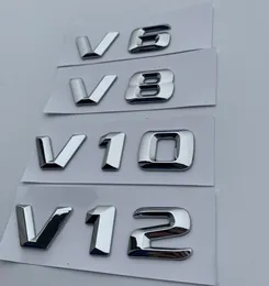 V6 V8 V10 V12 Numero lettera Chrome Emblem Logo per Mercedes Benz C200 E300 Styling Styling Fender di scarico Mark Sticker4740394