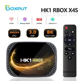 Box HK1 RBOX X4S TV Box Android 11 AMLOGIC S905X4 Dual WiFi AV1 Supporto 4K Google Assistente vocale Media Player 4GB 32GB 64GB