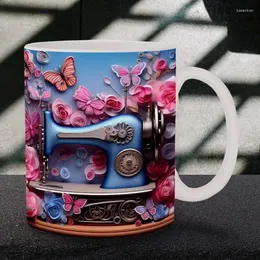 Tazze 3D cucire da cucire Macchina dipinta di tazze caffè creativo tè per latte tazza di compleanno regali di Natale per amanti durevoli