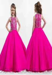 Vestido de bola de princesa brilhante rosa Vestido de concurso de concurso 2019 para adolescentes comprimento de piso crianças vestidos de baile formal com BEA8500602