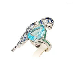 Hochzeitsringe Ring Frauen 18K Gold plattiert farbig Zirkon Kristallblume Vogel Personalisierte Mode Schmuckfestival Geschenk