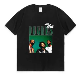 Fugees 가수 90S 빈티지 블랙 셔츠 남자 여자 대학 팝 티셔츠 거리 힙합 그래픽 프린트 짧은 슬리브 탑 티맨 3458667