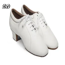 Schuhe Bd Latin Dance Sports Schuhe Beruf Ballsaal Schuh moderne weiche Kuhwahnsinns echtes Leder tragbar 419 Weißer Jazz Slipup Heiß