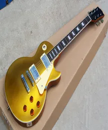 Fabryczna niestandardowa złota gitara elektryczna z białą Pearl Fret Inlaychrome Sprzęt Pickguardoffer spersonalizowany 8879897