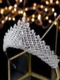 Cyrkon tiara de noiva ślub Tiaras koron ślubnych akcesoria do włosów ślubne tiara nupcial corona de boda zy8572700