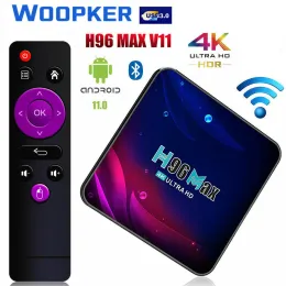 Box Woopker TV Box Android 11 4G 64GB Smart TV Box H96 Max v11 4k HD Media Player 2.4g 5.8g Wifi Bt YouTube Google Voice Set Top Box