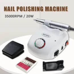 Exercícios 35000rpm Máquina de perfuração de unhas Pollista elétrico de unha para Manicure Pedicure Tools Professional Bench Salon Equipment Ponto de unha Arquivo