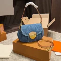 24SS Women's Luxury Handbag Designer Denim Sunset Large Ings Bag Kvinnors handväska underarmsäck Crossbody Bag axelväska Purse 26 cm