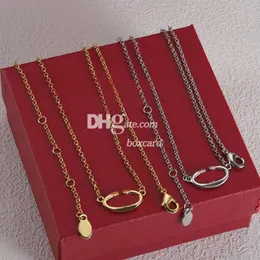 Colares de corrente de ligação pingentes designer de colares de metal dourado charme colares simples com caixa