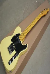 Factory Whole Light Yellow Electric Guitar with Black PickguardYellow Maple NeckCan be customized as request2914022